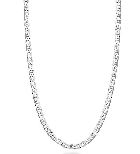 Italian Sterling Silver Diamond-Cut Flat Mariner Necklace 22