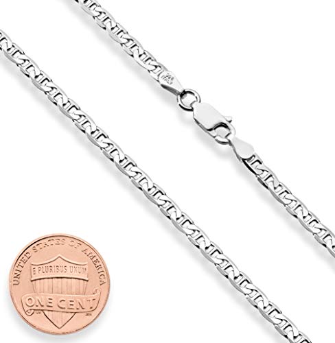 Italian Sterling Silver Diamond-Cut Flat Mariner Necklace 22
