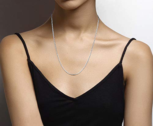 Italian Sterling Silver Diamond-Cut Flat Mariner Necklace 22