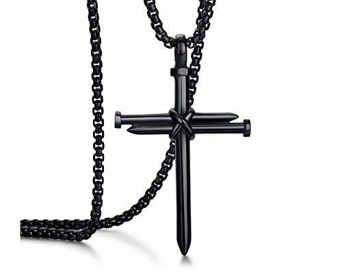 Stainless Steel Nail Cross Pendant Necklace for Men