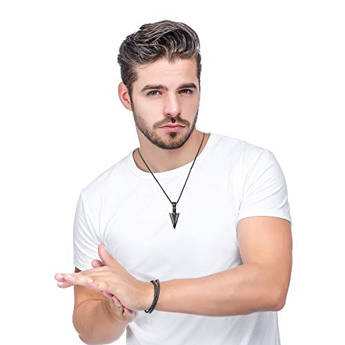 Spearpoint Arrowhead Pendant Necklace Set for Men