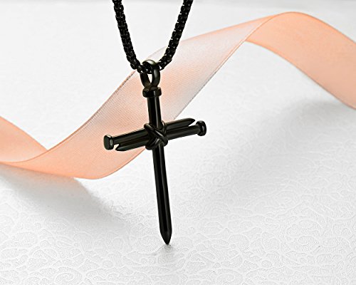 Stainless Steel Nail Cross Pendant Necklace for Men