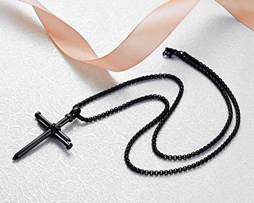 Stainless Steel Nail Cross Pendant Necklace for Men