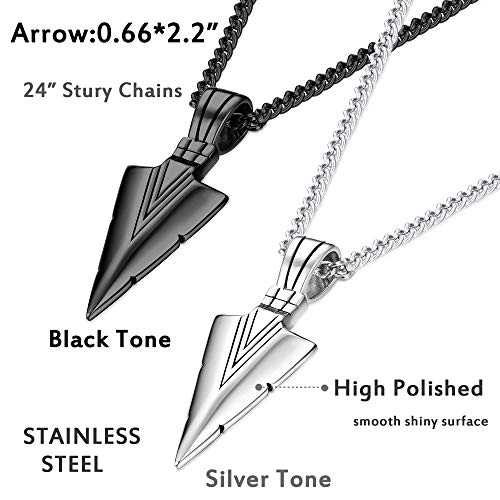 Spearpoint Arrowhead Pendant Necklace Set for Men