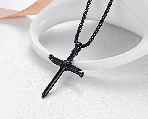 Stainless Steel Nail Cross Pendant Necklace for Men