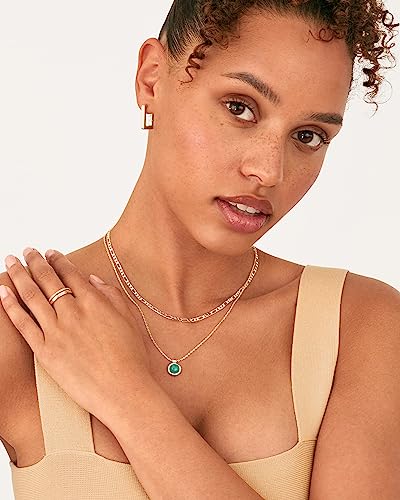 Green Aventurine Gemstone Pendant on Gold Layered Necklace