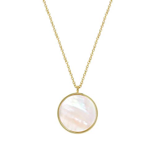 14k Gold Plated Mother of Pearl Shell Pendant Necklace