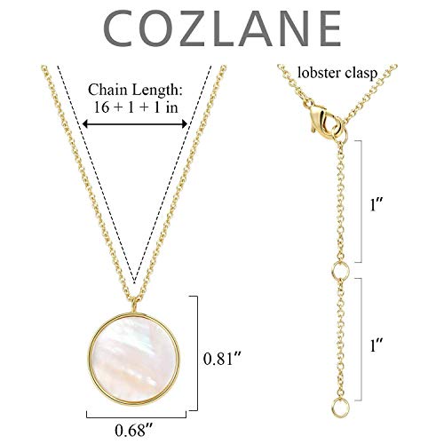 14k Gold Plated Mother of Pearl Shell Pendant Necklace