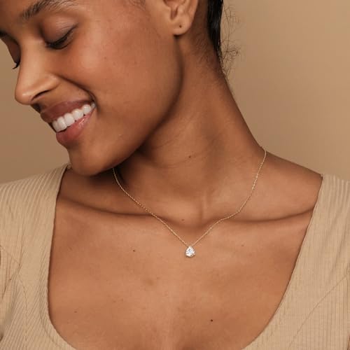 Faux Diamond Pear Solitaire Pendant Halo Necklace in Gold