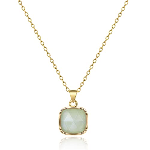 14K Gold Plated Healing Crystal Pendant Necklace for Women