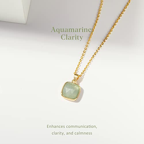 14K Gold Plated Healing Crystal Pendant Necklace for Women