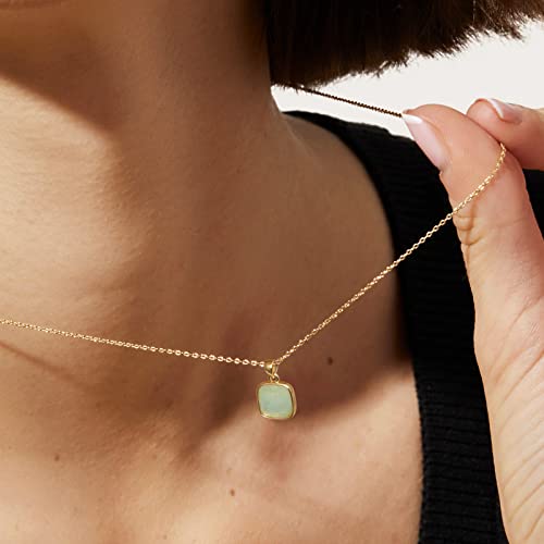 14K Gold Plated Healing Crystal Pendant Necklace for Women