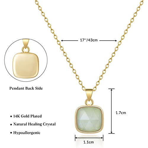 14K Gold Plated Healing Crystal Pendant Necklace for Women