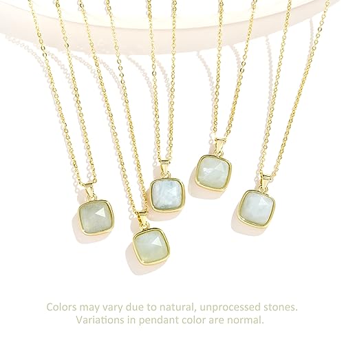 14K Gold Plated Healing Crystal Pendant Necklace for Women