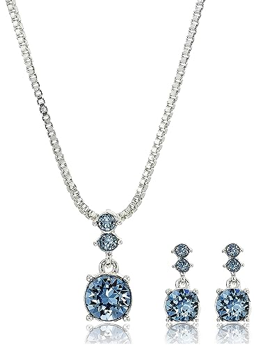 Nine West Silver and Blue Necklace/Earrings Set