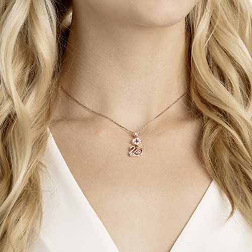Rose Gold Tone SWAROVSKI Swan Pendant Necklace with Crystals
