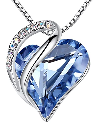 Leafael Infinity Love Heart Necklace with Birthstone Crystal