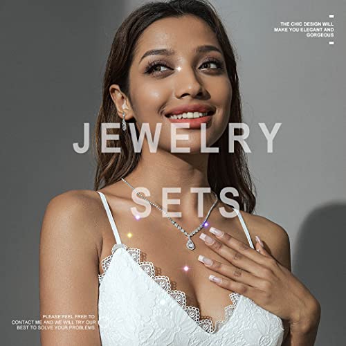 JAKAWIN Crystal Bridal Jewelry Set - Necklace, Earrings, Choker