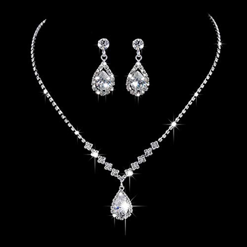 JAKAWIN Crystal Bridal Jewelry Set - Necklace, Earrings, Choker
