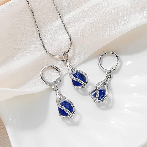 Dark Blue CZ Rhinestone Crystal Jewelry Set for Women