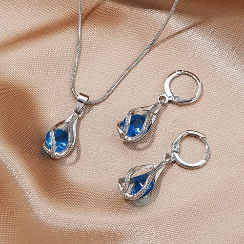 Dark Blue CZ Rhinestone Crystal Jewelry Set for Women