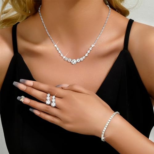 Crystal Rhinestone Bridal Jewelry Set for Wedding or Prom