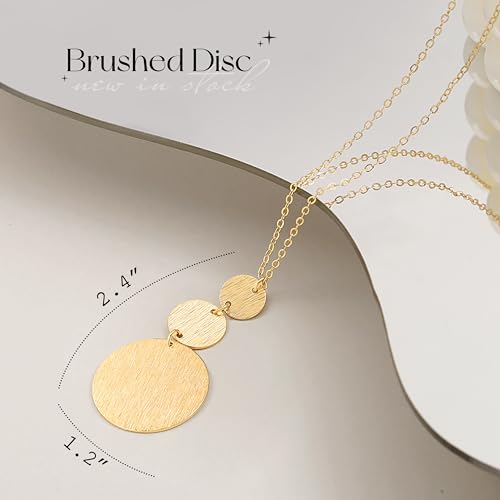 18k Gold Disc Pendant Necklace - Boho Style Trendy Women's Jewelry
