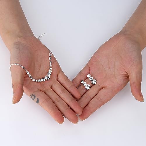 Crystal Rhinestone Bridal Jewelry Set for Wedding or Prom