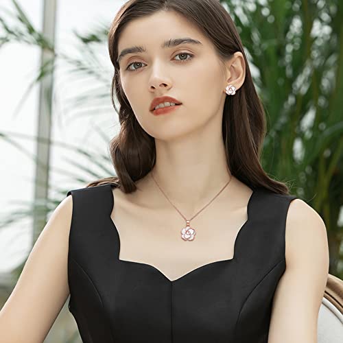 Rose Flower Jewelry Set: Necklace, Earrings, Bracelet - Hypoallergenic