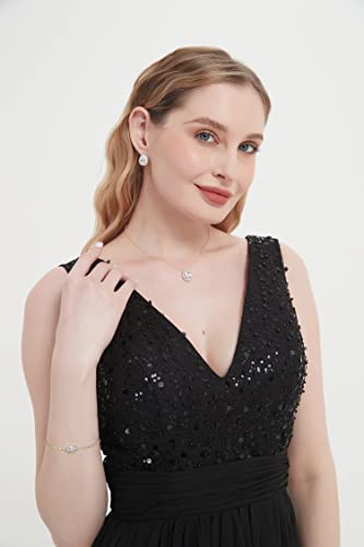 UDYLGOON CZ Tearsdrop Earrings Necklace Set - 18K Gold