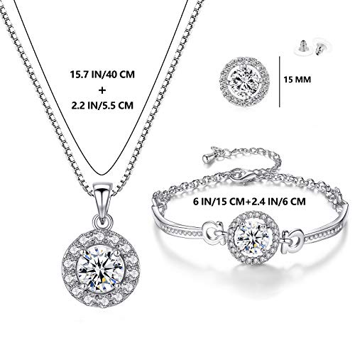 YooAi Cubic Zirconia Round Jewellery Set for Women