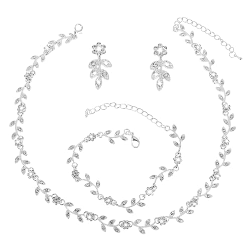 Silver Crystal Rhinestone Jewelry Set for Prom and Brides