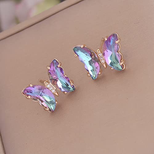 Pingyongchang Butterfly Necklace Earrings Set - Cute Crystal