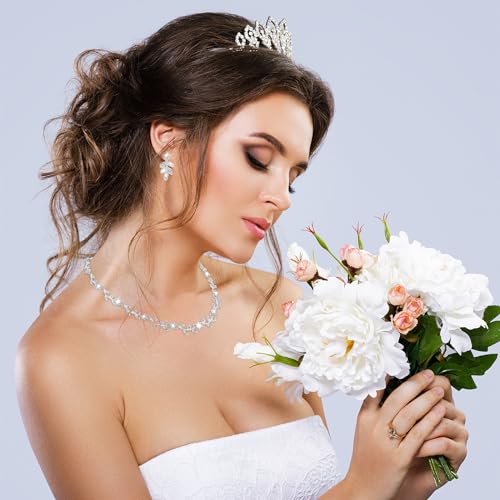 Silver Crystal Rhinestone Jewelry Set for Prom and Brides
