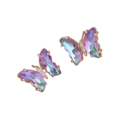 Pingyongchang Butterfly Necklace Earrings Set - Cute Crystal