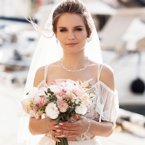 Silver Crystal Rhinestone Jewelry Set for Prom and Brides