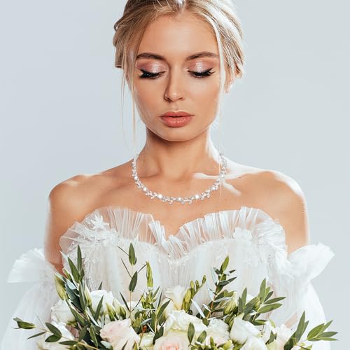 Silver Crystal Rhinestone Jewelry Set for Prom and Brides