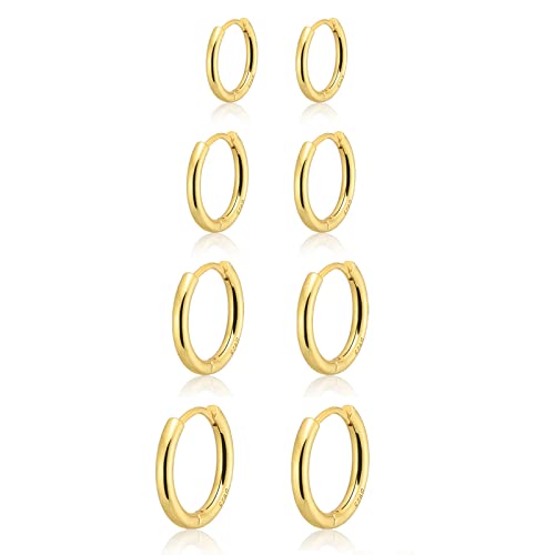 Gold Hoop Earrings Set for Women, Hypoallergenic Lightweight