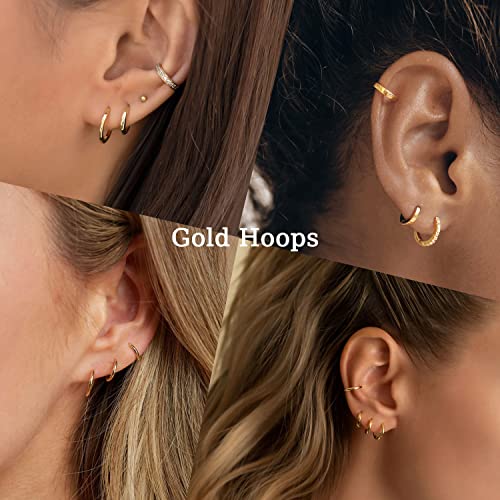 Gold Hoop Earrings Set for Women, Hypoallergenic Lightweight