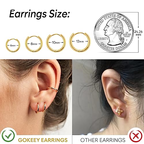 Gold Hoop Earrings Set for Women, Hypoallergenic Lightweight