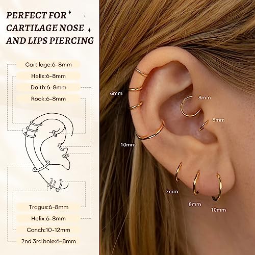 Gold Hoop Earrings Set for Women, Hypoallergenic Lightweight
