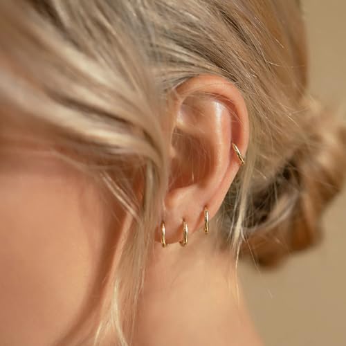 Gold Hoop Earrings Set for Women, Hypoallergenic Lightweight