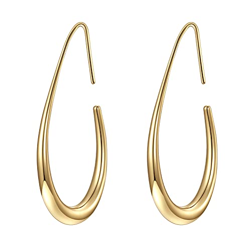 14k Gold/White Gold Plated Teardrop Hoop Earrings for Women