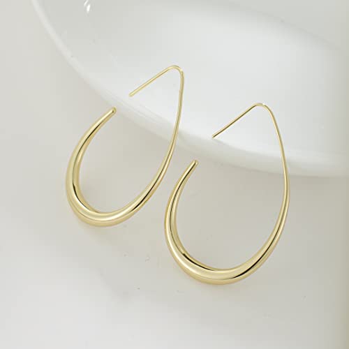 14k Gold/White Gold Plated Teardrop Hoop Earrings for Women