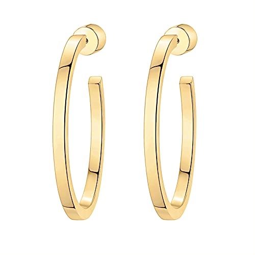 PAVOI 14K Gold Plated Open Hoop Earrings, 30MM