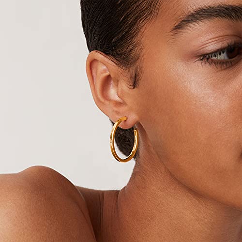 PAVOI 14K Gold Plated Open Hoop Earrings, 30MM