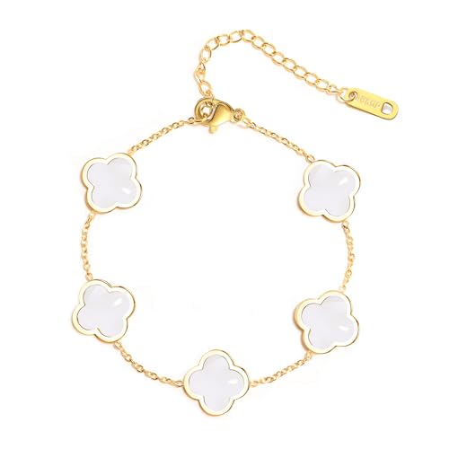 Gold Plated Four Leaf Clover Bracelet for Women