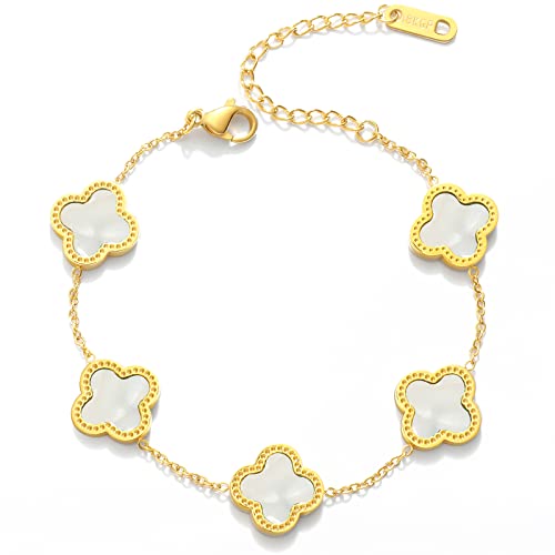 White Clover Link Bracelet - 18K Gold Plated