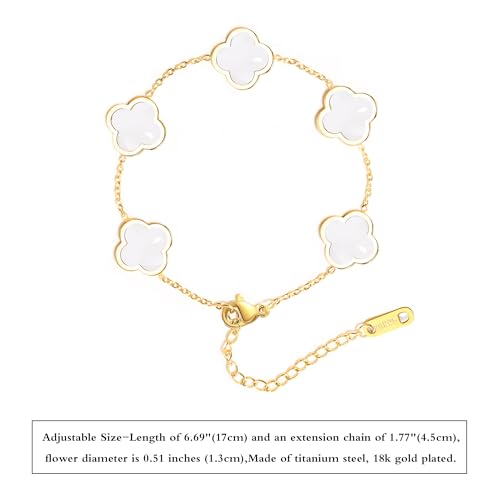 Gold Plated Four Leaf Clover Bracelet for Women