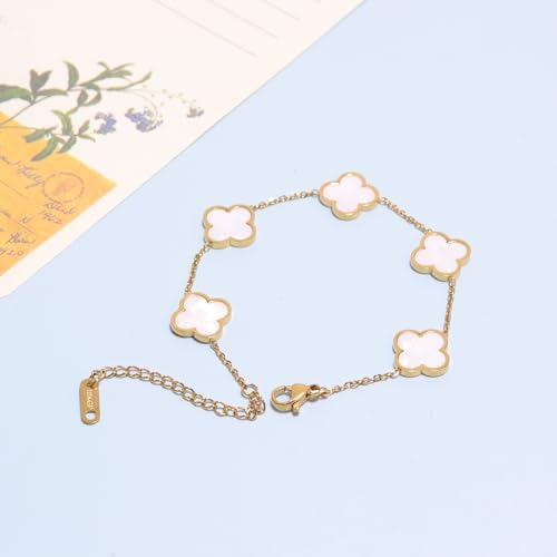 Gold Plated Four Leaf Clover Bracelet for Women